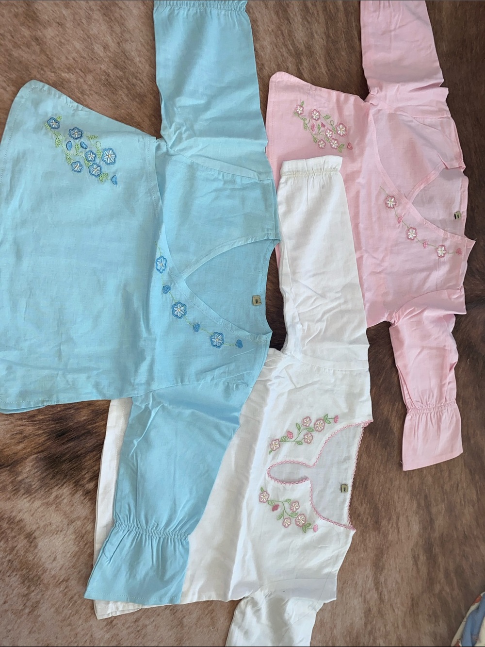 Vintage Baby Girls 3 Top Bundle 18M 100% Cotton Embroidered Floral